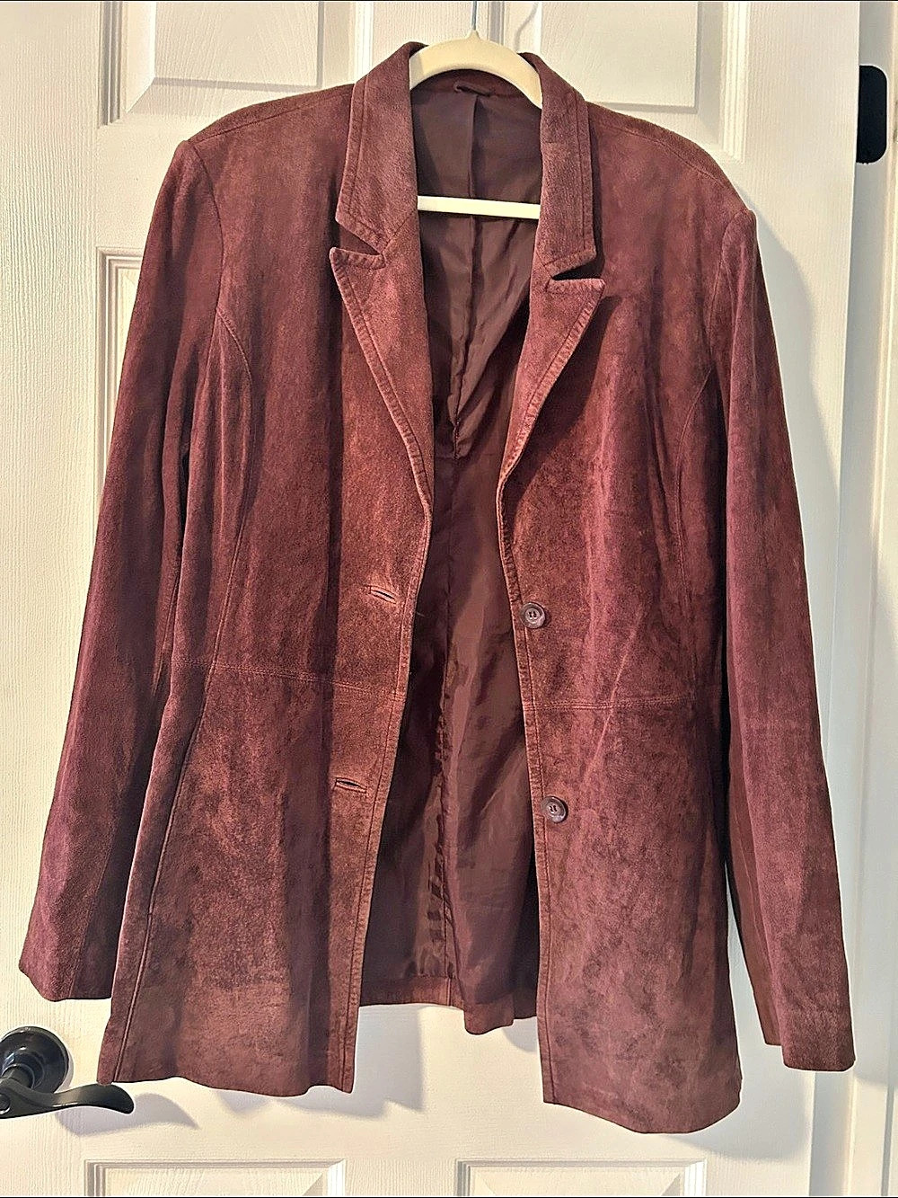 Vintage 1970s-1980s Washable Suede Blazer Jacket Rich Burgundy-Brown